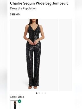 Dress the Population Black Sequin Wide-Leg Jumpsuit